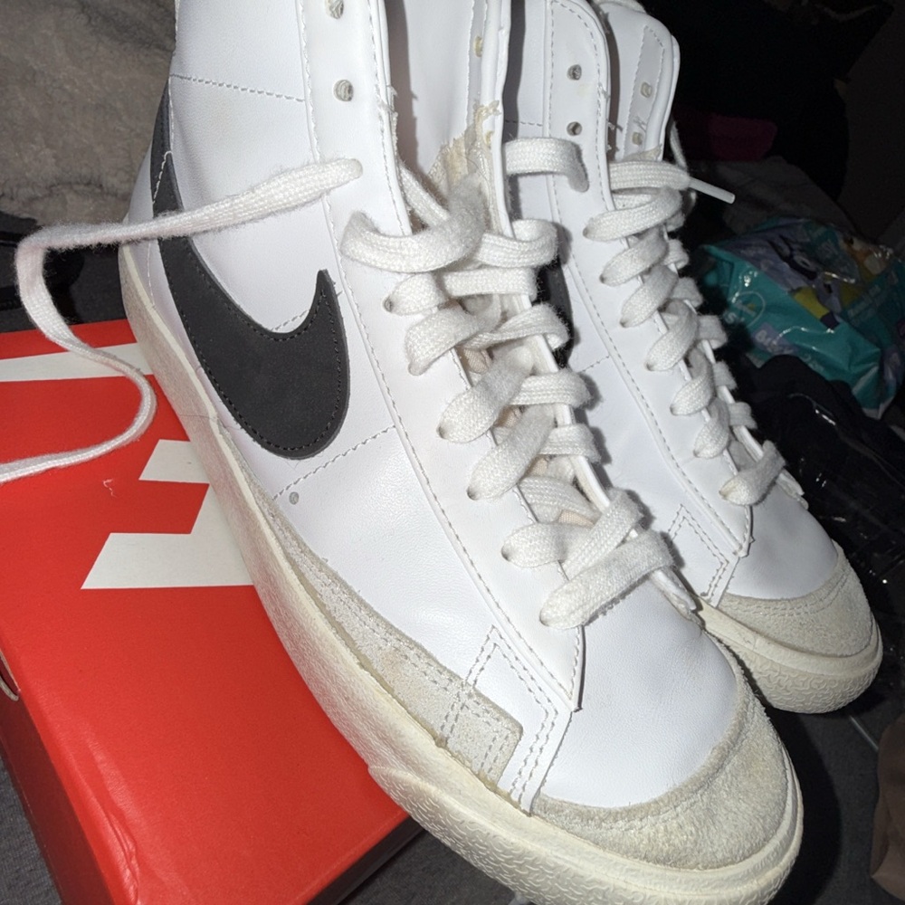 Nike White and Black High-Top Sneakers
